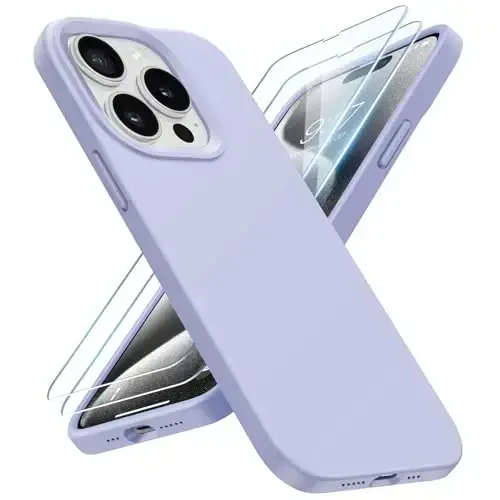 BUYDOT for iPhone 15 Pro Case Liquid Silicone Slim Shockproof Protective Cover 6.1 Inch Anti-Scratch Drop Protection,Light Purple 