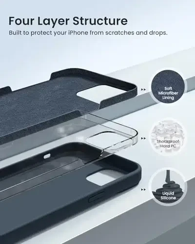 BUYDOT for iPhone 15 Pro Case Liquid Silicone Slim Shockproof Protective Cover 6.1 Inch Anti-Scratch Drop Protection,Midnight Blue - 2