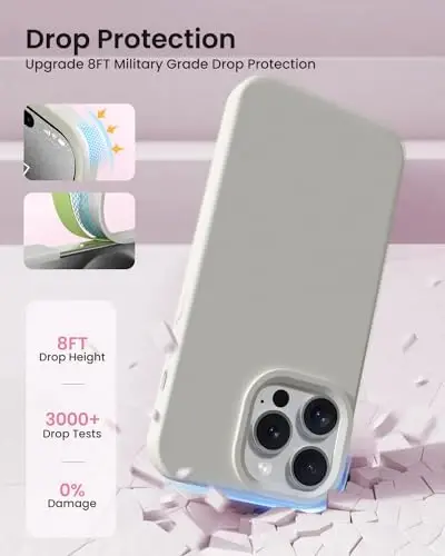 BUYDOT for iPhone 15 Pro Case Liquid Silicone Slim Shockproof Protective Cover 6.1 Inch Anti-Scratch Drop Protection,Stone - 4