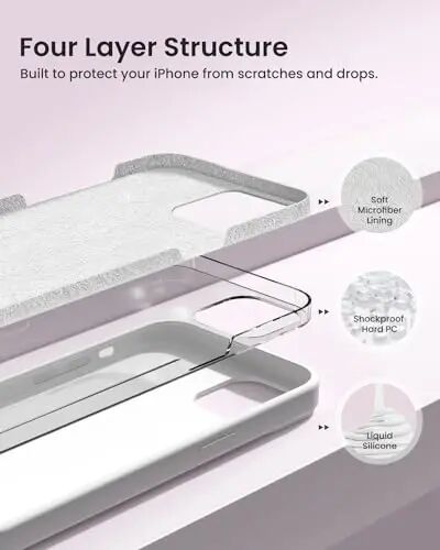 BUYDOT for iPhone 15 Pro Case Liquid Silicone Slim Shockproof Protective Cover 6.1 Inch Anti-Scratch Drop Protection,White - BUYDOT (1)