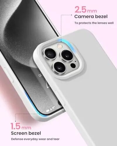 BUYDOT for iPhone 15 Pro Case Liquid Silicone Slim Shockproof Protective Cover 6.1 Inch Anti-Scratch Drop Protection,White - 3