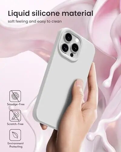 BUYDOT for iPhone 15 Pro Case Liquid Silicone Slim Shockproof Protective Cover 6.1 Inch Anti-Scratch Drop Protection,White - 5