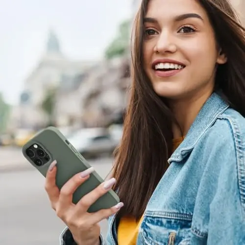 BUYDOT iPhone 15 Pro uchun g‘ilofi suyuq silikon ingichka zarbga chidamli himoya qopqog‘i 6.1 dyuymli tirnalishga qarshi tomchidan himoya, qora - 7