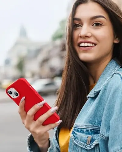 BUYDOT iPhone 15 uchun g'ilof Suyuq silikon Ingichka zarbga chidamli himoya qopqog'i 6,1 dyuymli tirnalishga qarshi tomchidan himoya, qizil - 7