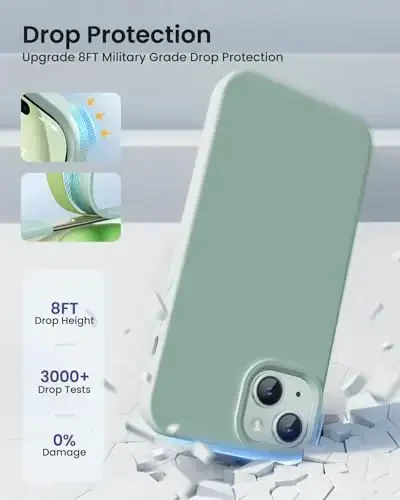 BUYDOT iPhone 15 uchun g'ilof Suyuq silikon Yupqa zarbga chidamli himoya qopqog'i 6,1 dyuymli chizishga qarshi tomchidan himoya, yorug' yalpiz - 4