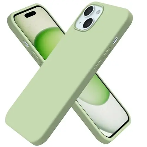 BUYDOT iPhone 15 uchun g'ilof Suyuq silikon Yupqa zarbga chidamli himoya qopqog'i 6,1 dyuymli tirnalishga qarshi tomchidan himoya, Matcha yashil 