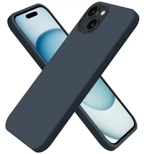 BUYDOT iPhone 15 uchun g'ilof Suyuq silikon Yupqa zarbga chidamli himoya qopqog'i 6,1 dyuymli tirnalishga qarshi tomchidan himoya, Midnight Blue 