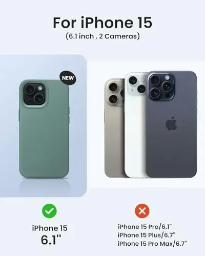 BUYDOT iPhone 15 uchun g'ilof Suyuq silikon Yupqa zarbga chidamli himoya qopqog'i 6,1 dyuymli tirnalishga qarshi tomchidan himoya, o'rmon yashil - 5