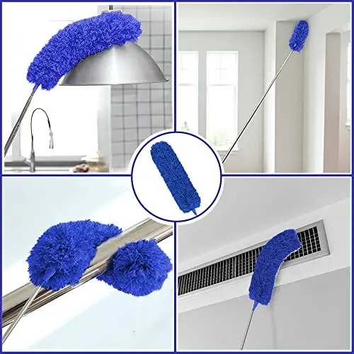 Buysenton Microfiber Duster, 8PCS Feather Duster with 100 Inch Telescoping Extension Pole, Reusable Bendable Dusters, Washable Lightweight Dusters for Ceilings Fans(2023 UAGRED) - 3