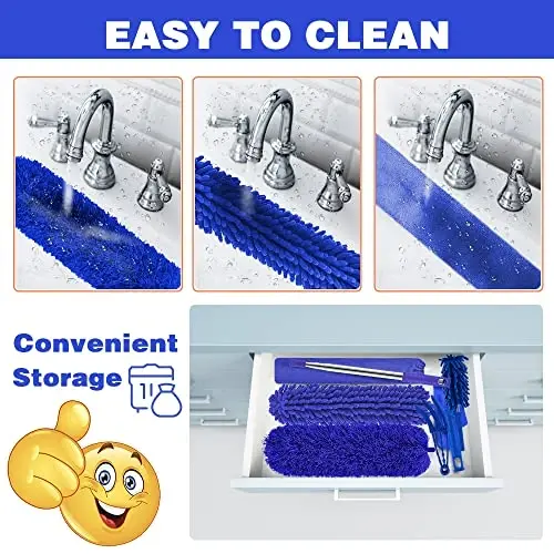 Buysenton Microfiber Duster, 8PCS Feather Duster with 100 Inch Telescoping Extension Pole, Reusable Bendable Dusters, Washable Lightweight Dusters for Ceilings Fans(2023 UAGRED) - 7