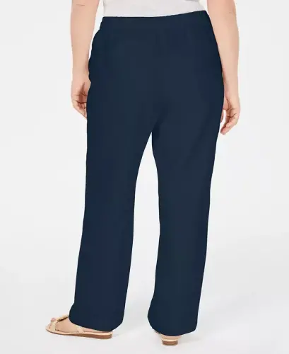 Plus Size 100% Linen Pants, Modazone Exclusive - Intrepid Blue - 3
