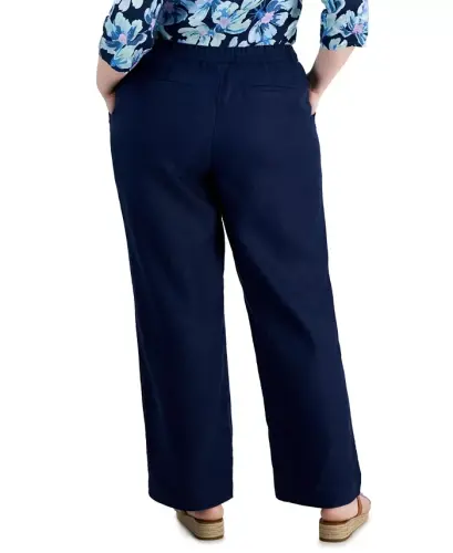 Plus Size 100% Linen Pants, Modazone Exclusive - Intrepid Blue - 4