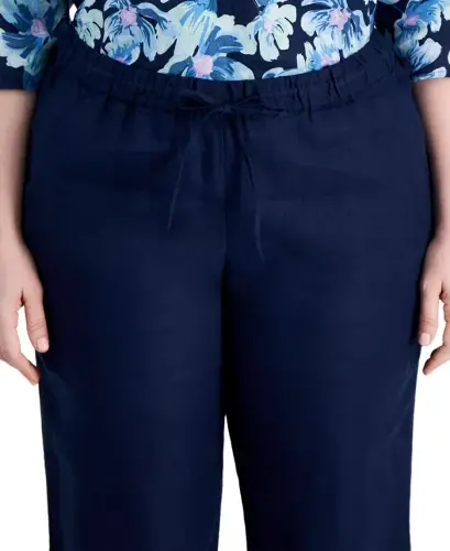 Plus Size 100% Linen Pants, Modazone Exclusive - Intrepid Blue - 6