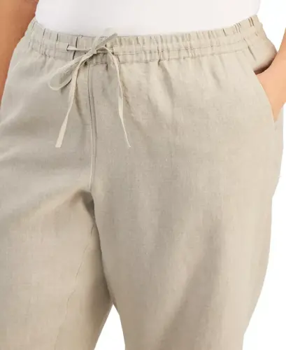 Plus Size 100% Linen Pants, Modazone Exclusive - Flax - 3