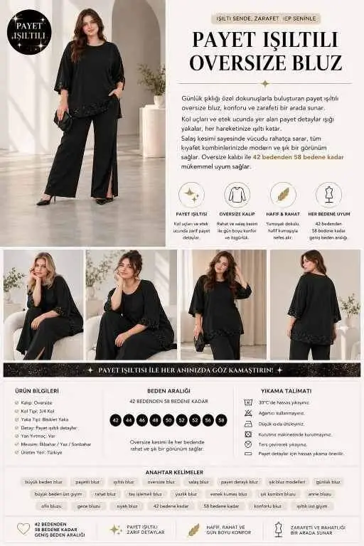 Büyük Beden Abiye Bluz Tunik DD502100 - 4
