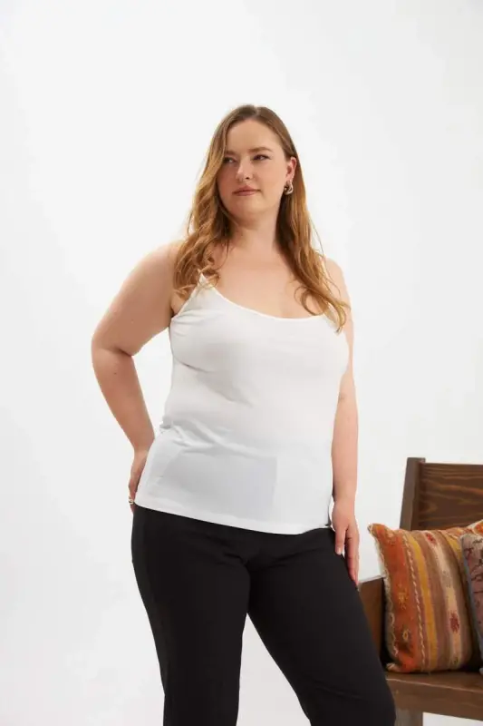 Büyük Beden Askılı Atlet Beyaz - 2