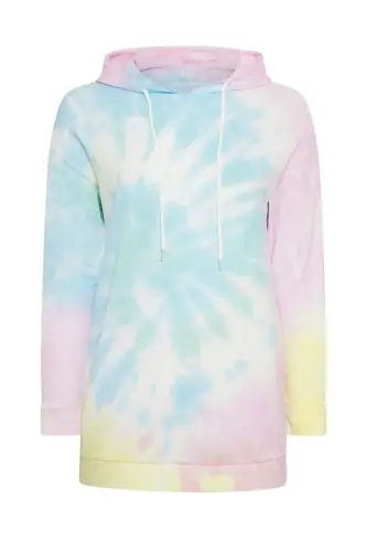 Büyük Beden Batik Desenli Owersize Kapüşonlu Sweatshirt - 7