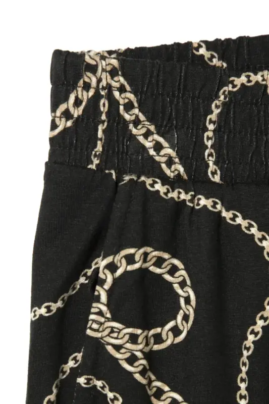 Büyük Beden Beli Lastikli Cepli Baskılı Viskoz Pantolon - 7
