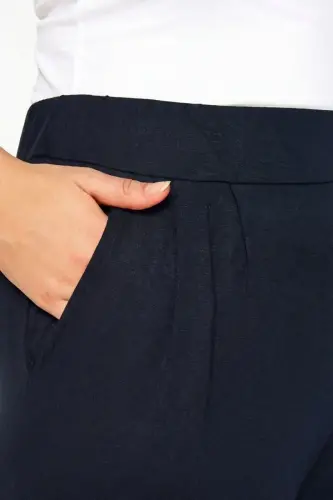 Büyük Beden Beli Lastikli Pile Detaylı Pantolon - 6