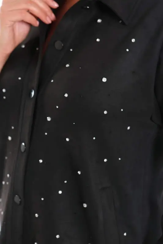 Büyük Beden Beyoğlu Çakımlı Süet Siyah Ceket - 6