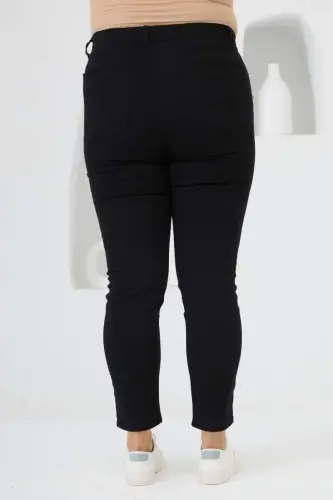 Büyük Beden Bilek Paça Siyah Pantolon - 4
