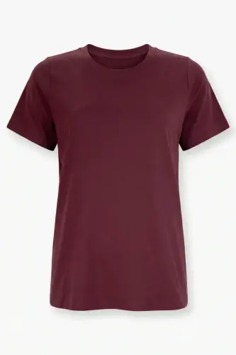 Büyük Beden Bisiklet Yaka Kısa Kollu Pamuklu T-Shirt - 7