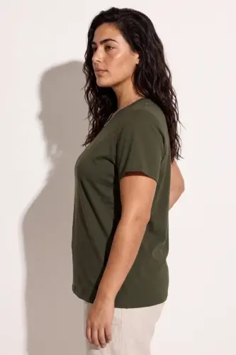 Büyük Beden Bisiklet Yaka Kısa Kollu Pamuklu T-Shirt - 2
