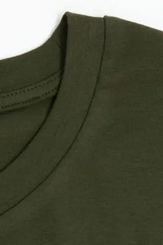 Büyük Beden Bisiklet Yaka Kısa Kollu Pamuklu T-Shirt - 6