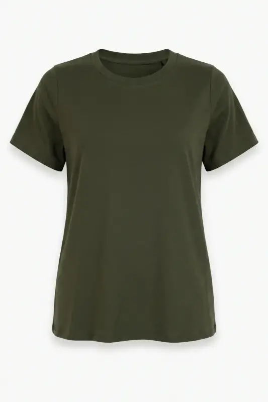 Büyük Beden Bisiklet Yaka Kısa Kollu Pamuklu T-Shirt - 7