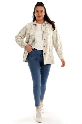 Büyük Beden Çakma Düğmeli Jakar Vizon Ceket - BÜYÜKBEDENIZ (1)