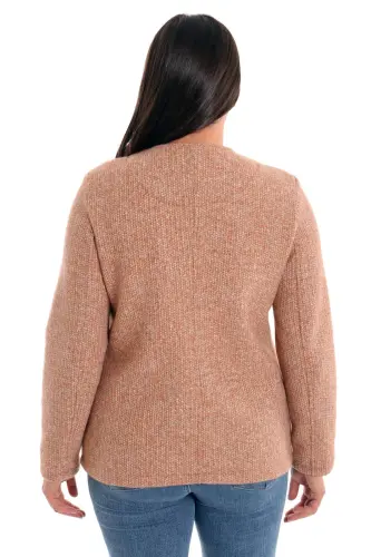 Angelino Büyük Beden Cebi Taş Baskılı Camel Ceket - 5