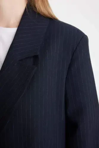 Oversize Geniş Kalıp Ceket Yaka Düğmeli Basic Düz Blazer Ceket D4418AX24AU - 8