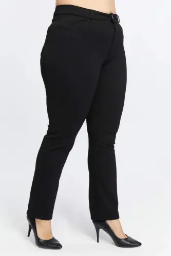 Büyük Beden Çelik Örme Pantolon Siyah - 3