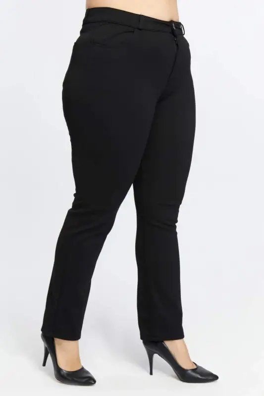 Büyük Beden Çelik Örme Pantolon Siyah - 3