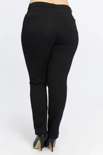 Büyük Beden Çelik Örme Pantolon Siyah - 4