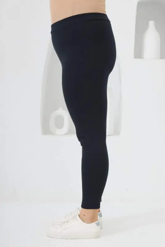 Büyük Beden Çelik Örme Tayt Lacivert - 2