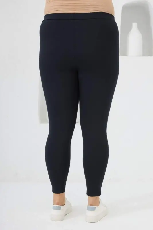 Büyük Beden Çelik Örme Tayt Lacivert - 3