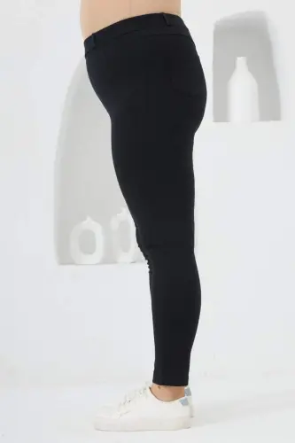 Büyük Beden Çelik Örme Taytpantolon Lacivert - 2