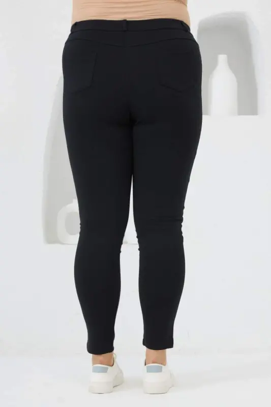 Büyük Beden Çelik Örme Taytpantolon Lacivert - 4