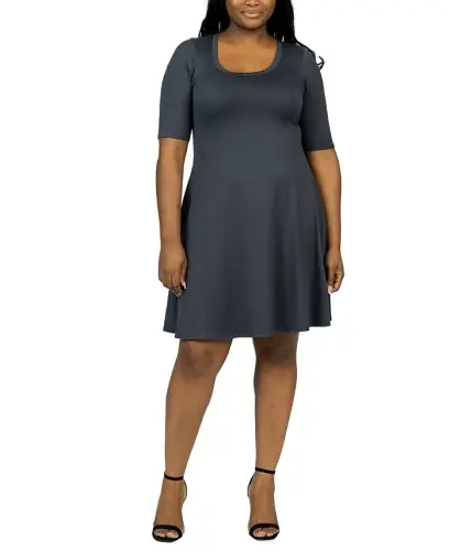 Plus Size Knee Length Dress - Charcoal 