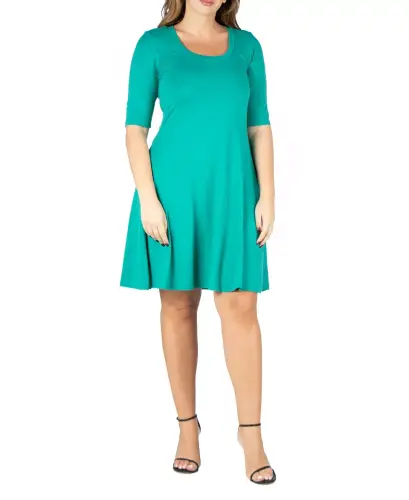 Plus Size Knee Length Dress - Jade - 1