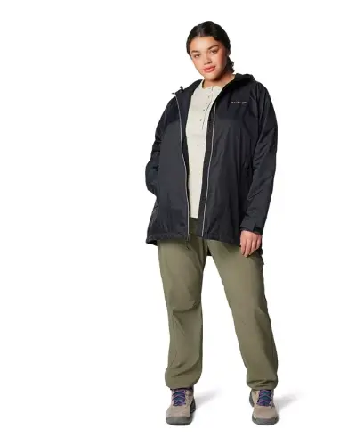 Plus Size Switchback Lined Long Zipper Jacket-Black - COLUMBIA (1)