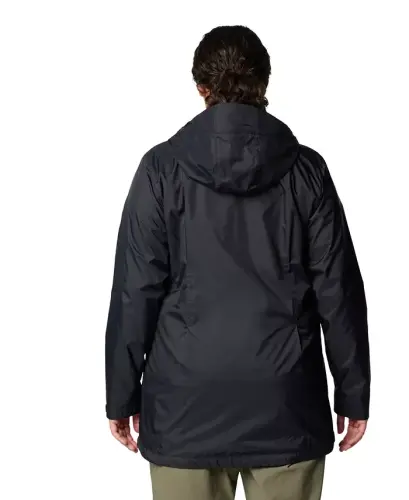 Plus Size Switchback Lined Long Zipper Jacket-Black - 5