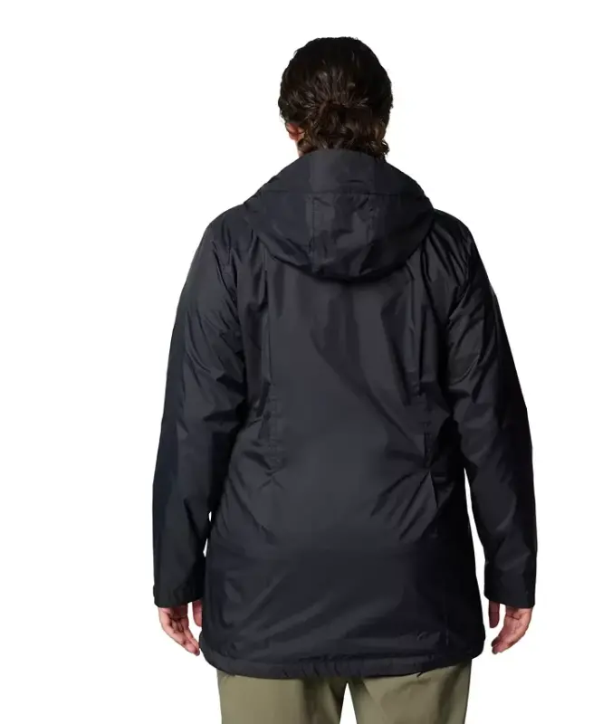 Plus Size Switchback Lined Long Zipper Jacket-Black - 5