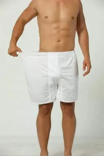 Büyük Beden Erkek Paçalı Külot Boxer 2'li Paket Beyaz %100 Pamuk - BÜYÜKBEDENIZ (1)