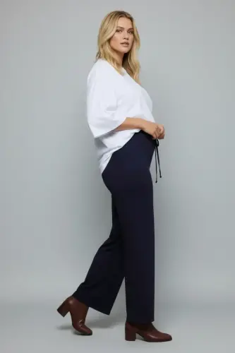 Büyük Beden Geniş Paça Esnek Jersey Yoga Pantolonu - 2
