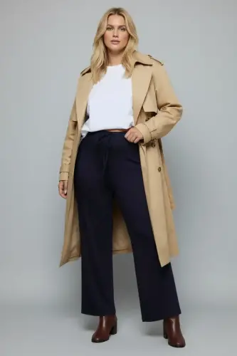 Büyük Beden Geniş Paça Esnek Jersey Yoga Pantolonu - 4
