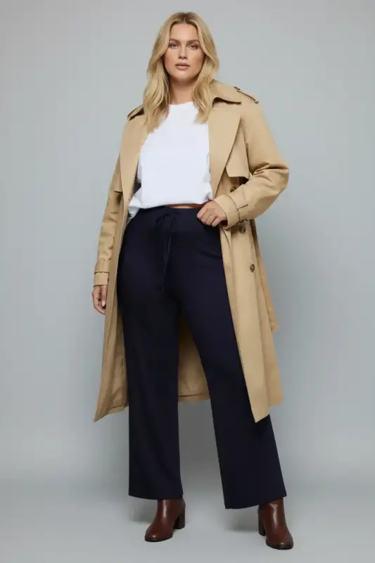 Büyük Beden Geniş Paça Esnek Jersey Yoga Pantolonu - 4