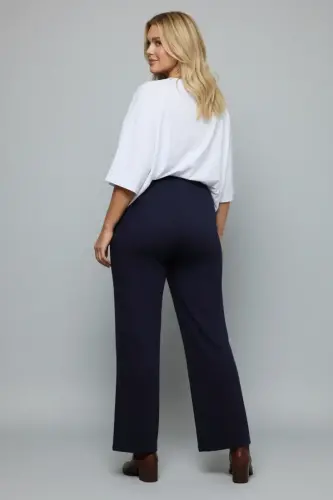 Büyük Beden Geniş Paça Esnek Jersey Yoga Pantolonu - 6