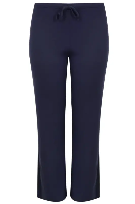 Büyük Beden Geniş Paça Esnek Jersey Yoga Pantolonu - 7